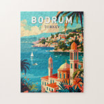 Quebra-cabeça Bodrum Turkey Viagem Art Vintage<br><div class="desc">Bodrum retro vetor viagem design. Bodrum é uma cidade na Península de Bodrum,  que se estende da costa sudoeste da Turquia para o Mar Egeu. A cidade apresenta baías gêmeas com vistas do Castelo de Bodrum.</div>