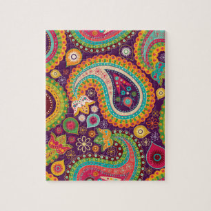 Quebra-cabeça Bohemian bonito colorido retro Paisley de Boho