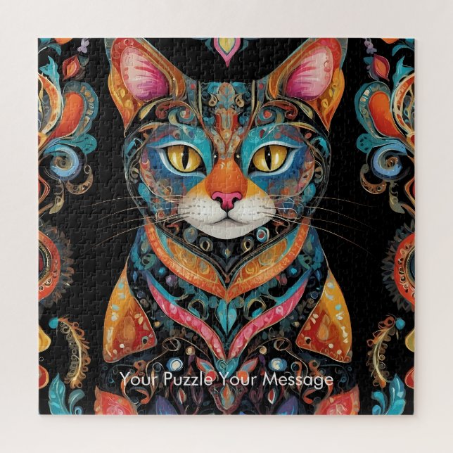 Quebra-cabeça Boho Feline Mandala (Vertical)