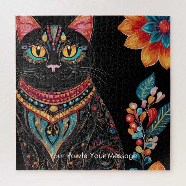 Quebra-cabeça Boho Feline Mandala (Vertical)