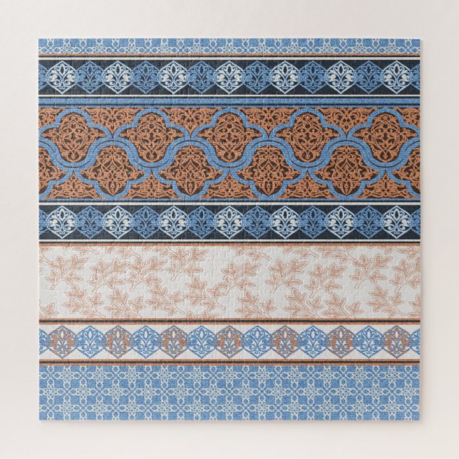 Quebra-cabeça Boho Floral Stripes: Coleção Étnica Sem Costura (Vertical)