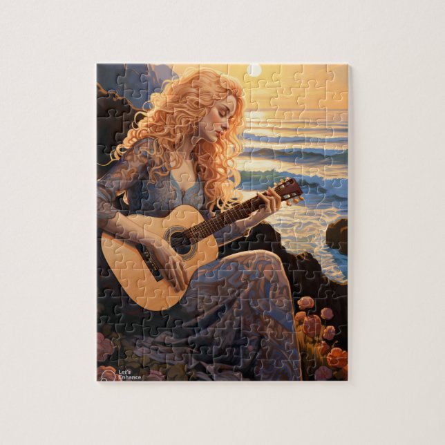 Quebra-cabeça BoHo Girl toca guitarra (Vertical)