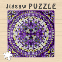 Quebra-cabeça Boho Mosaico Mandala Azulejo Violet Flame -