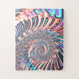 Quebra-cabeça Boho Rosa Pastel e Azul Espiral Abstrato Fractal
