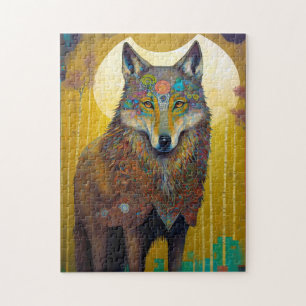 Quebra-cabeça Boho Wolf Surreal Willife Art