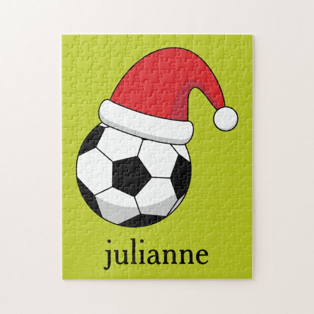 Quebra-cabeça Bola de Futebol de Natal Chapéu do Papai Noel Pers (Vertical)