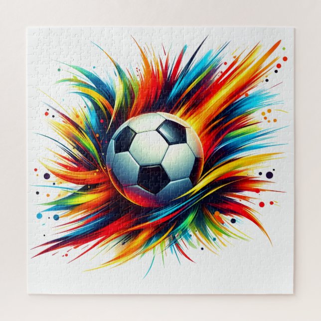 Quebra-cabeça Bola de Futebol Splash Futurista Abstrato (Vertical)