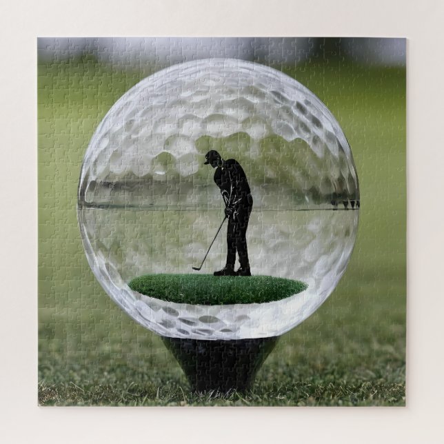 Quebra-cabeça Bola de Golfe de Vidro Com Jogador de Golfe Dentro (Vertical)