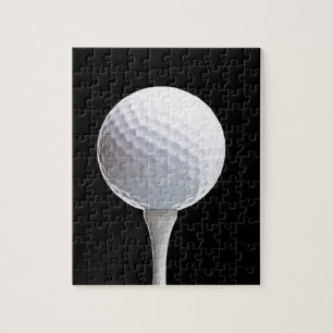 Quebra-cabeça Bola de golfe e T em Preto personalizado