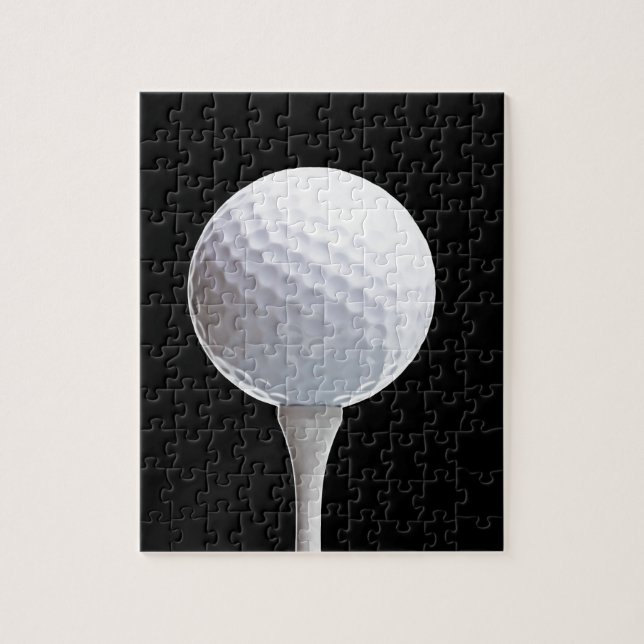 Quebra-cabeça Bola de golfe e T em Preto personalizado (Vertical)