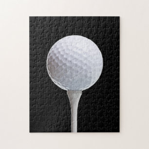 Quebra-cabeça Bola de golfe & T no preto - modelo personalizado