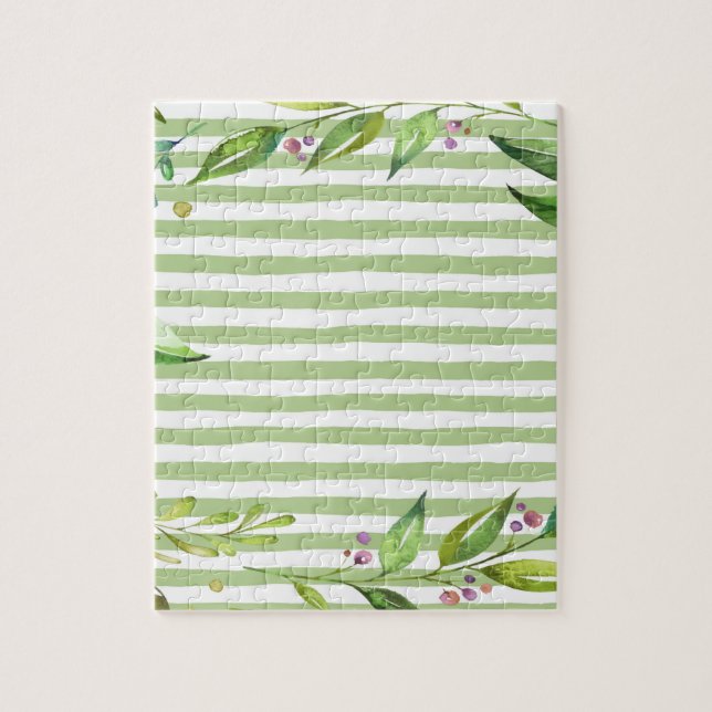 Quebra-cabeça Bold Art Bold Green Strips Floral Design (Vertical)