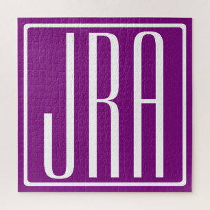 Quebra-cabeça Bold Modern 3 Iniciais Monograma Branco e Roxo