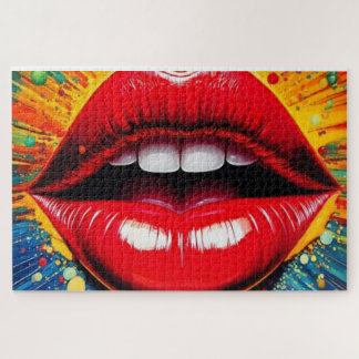 Quebra-cabeça Bold Pop Art Lips Canvas