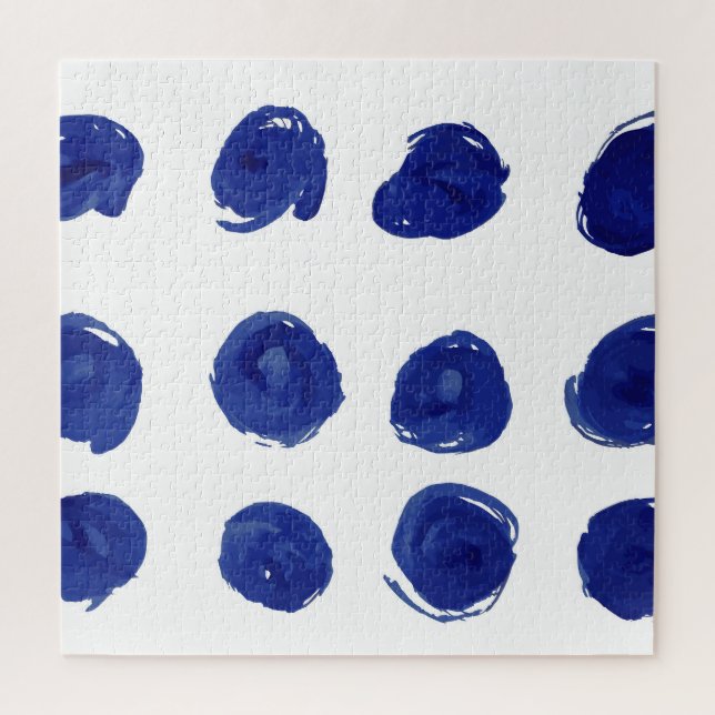 Quebra-cabeça Bolinhas, cor d'água azul indigo. (Vertical)