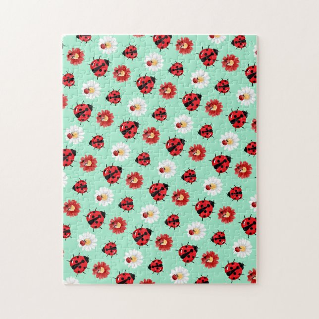 Quebra-cabeça Bolinhas vermelha-branca, floração de damybug, ver (Vertical)
