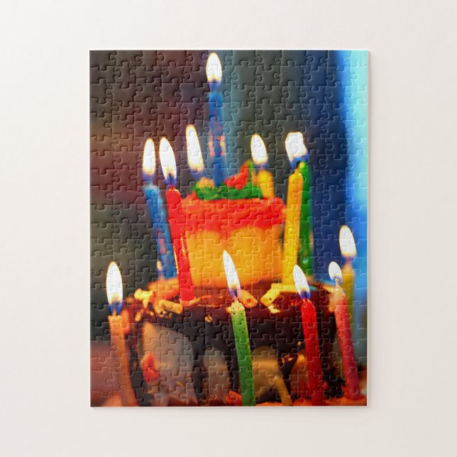 Quebra-cabeça Bolo de aniversário com velas (Vertical)