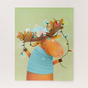 Quebra-cabeça Bom Natal, Corda de Moose Luz Humor