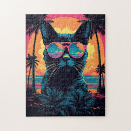 Quebra-cabeça Bombay Cat com óculos de sol na praia