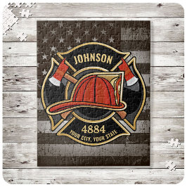 Quebra-cabeça Bombeiro NOME Fireman Fire Department USA Flag
