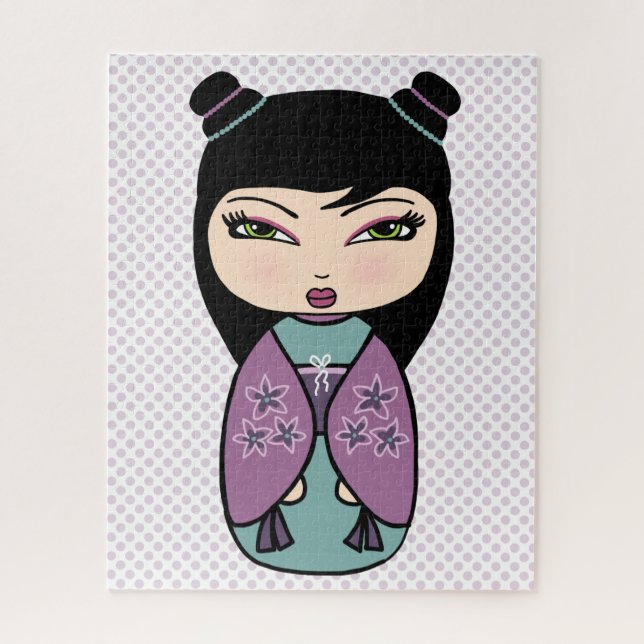 Quebra-cabeça Boneca Kokeshi Roxo Puzzle (Vertical)