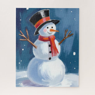 Quebra-cabeça Boneco de Neve Aquarela de Inverno
