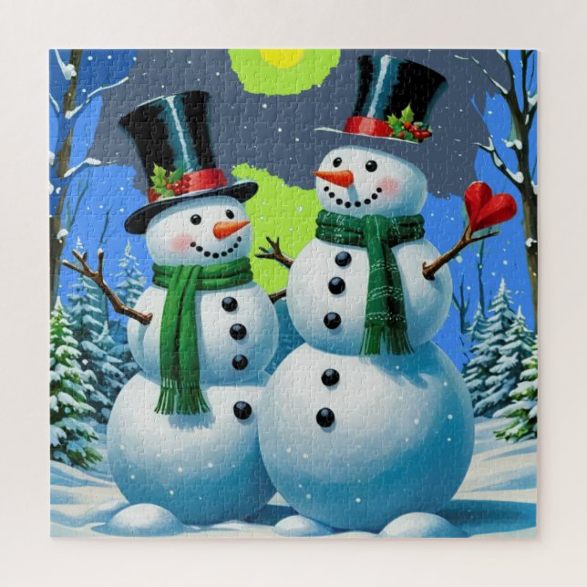 Quebra-cabeça Boneco de Neve do País das Maravilhas de Inverno (Vertical)