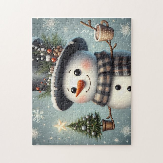 Quebra-cabeça Boneco de neve natalino caprichoso e fofo (Vertical)