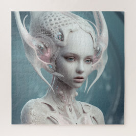 Quebra-cabeça Bonita Alienígena de branco