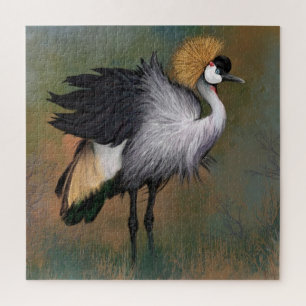 Quebra-cabeça Bonita Cinza Crowned Crane - Arte de Pintura Migra