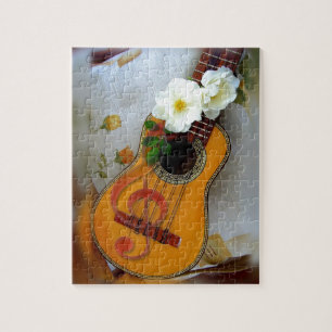 Quebra-cabeça Bonita nota de música de guitarra acústica