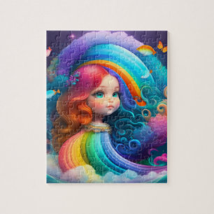 Quebra-cabeça Bonita Princesa Colorida Com Arco-Íris