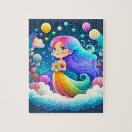 Quebra-cabeça Bonita Princesa Colorida Com Arco-Íris