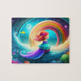 Quebra-cabeça Bonita Princesa Colorida Com Arco-Íris
