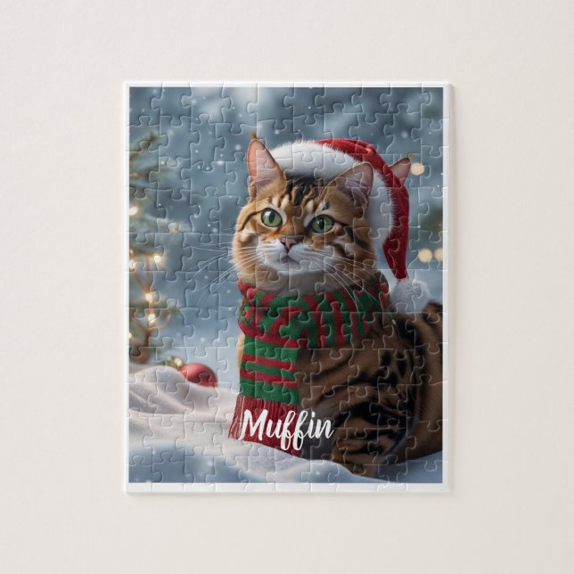 Quebra-cabeça Bonito Bengala Natal Personalizado (Vertical)