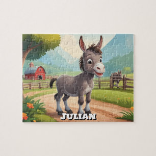 Quebra-cabeça Bonito burro na Fazenda personalizado