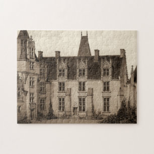 Quebra-cabeça Bonito Chateau Francês em Sepia Tones
