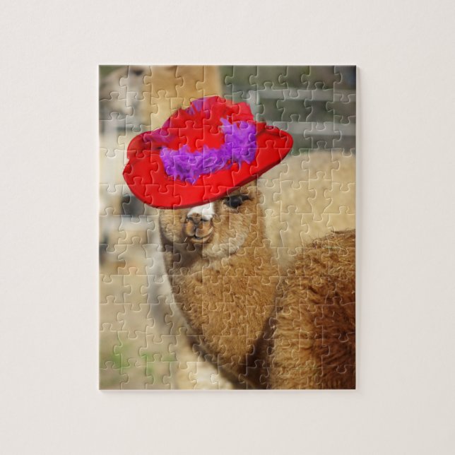 Quebra-cabeça bonito da alpaca com caixa de (Vertical)