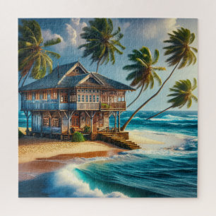 Quebra-cabeça Bonito Log Cabin Beach House