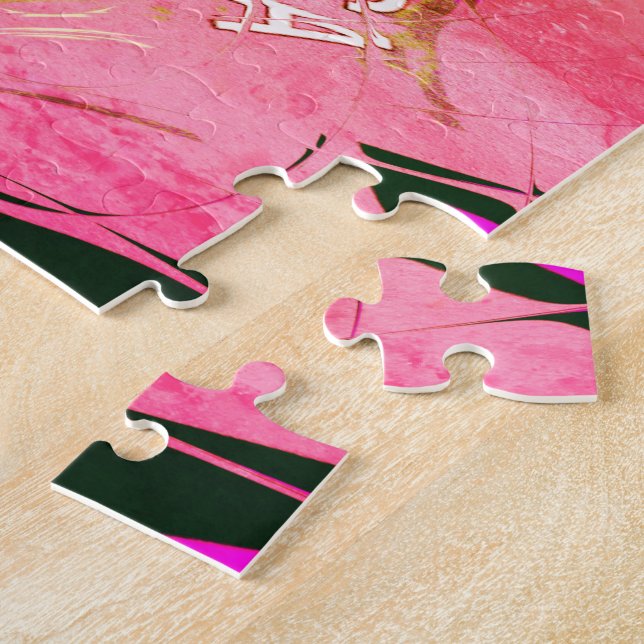 Quebra-cabeça Bonito monograma roxo, cor-de-rosa, (Lateral)