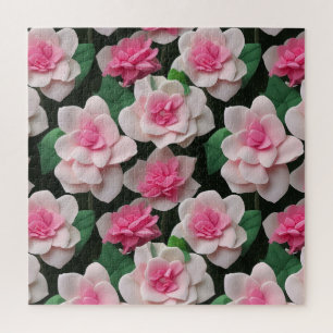 Quebra-cabeça Bonito padrão floral cor-de-rosa boho verde