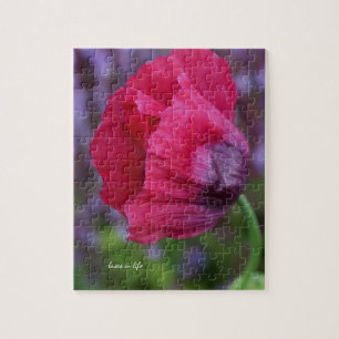 Quebra-cabeça Bonito PInk e Flor de Papoila Roxo