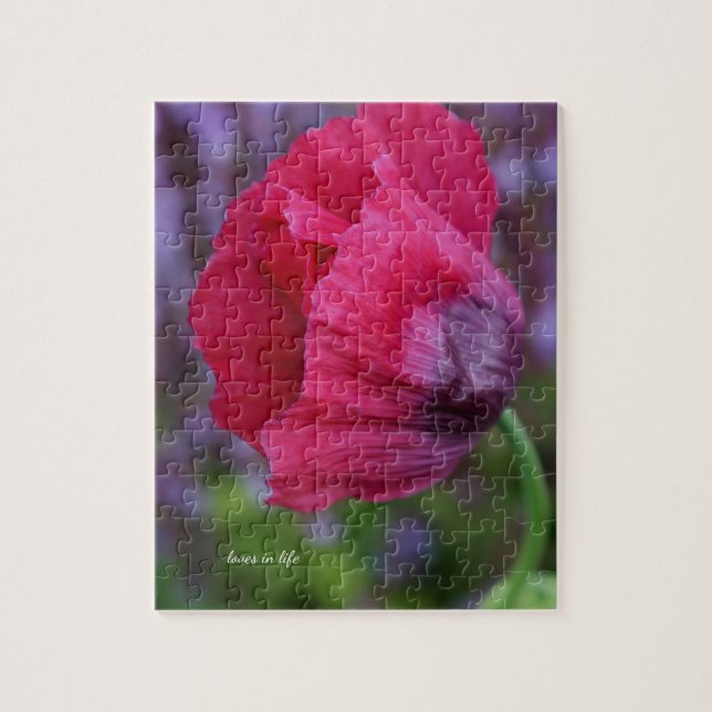 Quebra-cabeça Bonito PInk e Flor de Papoila Roxo (Vertical)