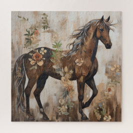 Quebra-cabeça Bonito pintura de cavalos florais