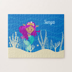 Quebra-cabeça Bonito Sereia Menina Personalizada Crianças Ocean