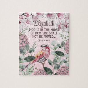 Quebra-cabeça Bonito Watercolor Bird Flowers Escritura Cristã