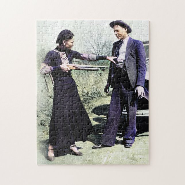 Quebra-cabeça Bonnie e Clyde Se Divertindo 1934 Color Redux (Vertical)