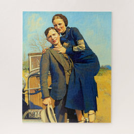 Quebra-cabeça Bonnie Parker Clyde Barrow 1933 Pintura Falsa
