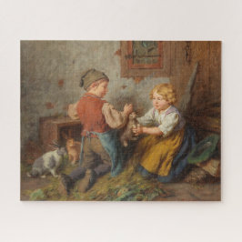 Quebra-cabeça Bons Amigos (Jovens Brincando Com Coelho De Pet)