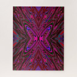 Quebra-cabeça Borboleta-Abstrato azul e rosa-quente trippy